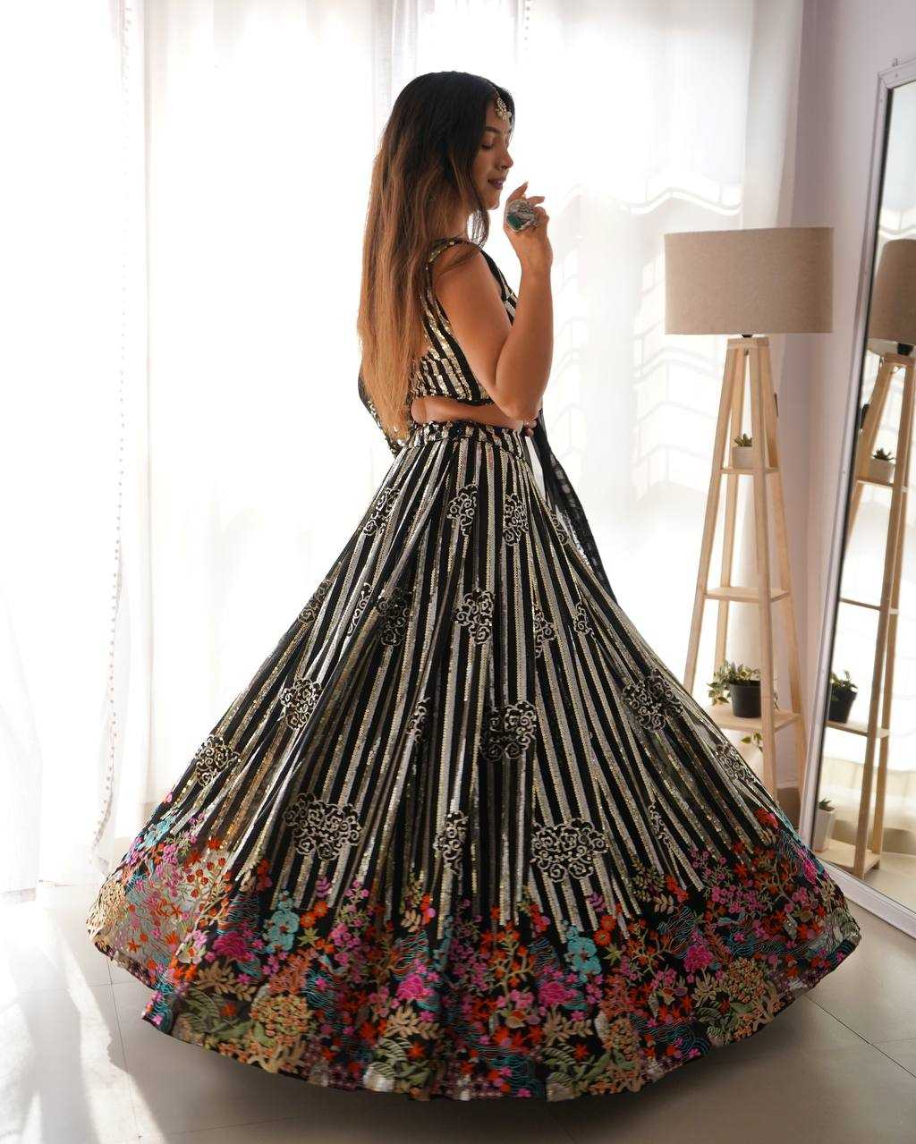 Ynf Faux Georgette RIN133 35 Lehengas Wholesale Fancy Lehenga Lehenga For Engagement Thread Work Lehenga Sequins Lehenga Manufacturer