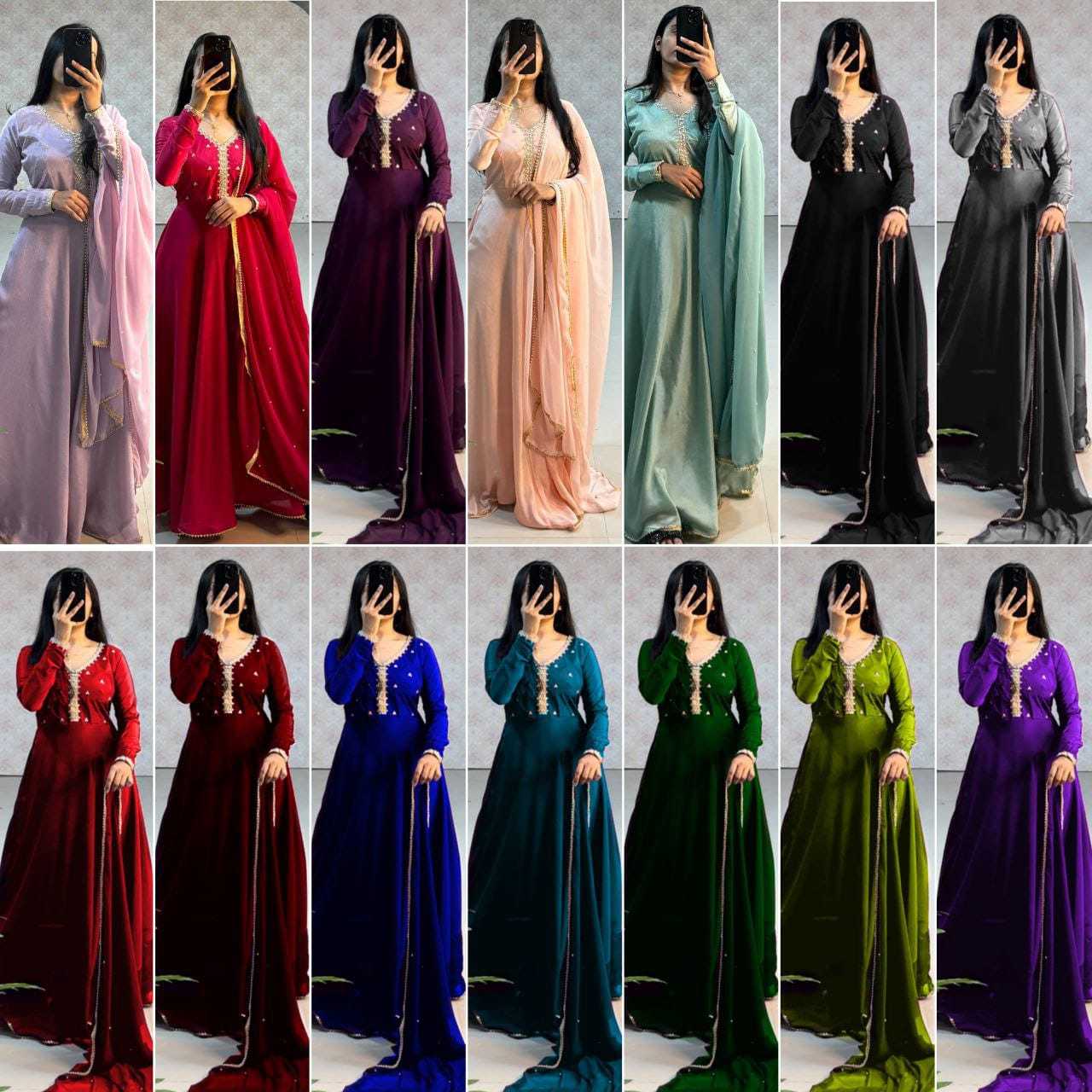 Ynf Faux Georgette RIN157 3002 Gowns Plus Size Collections Wholesale Party Gowns Georgette Gown Designer Gowns Manufacturer