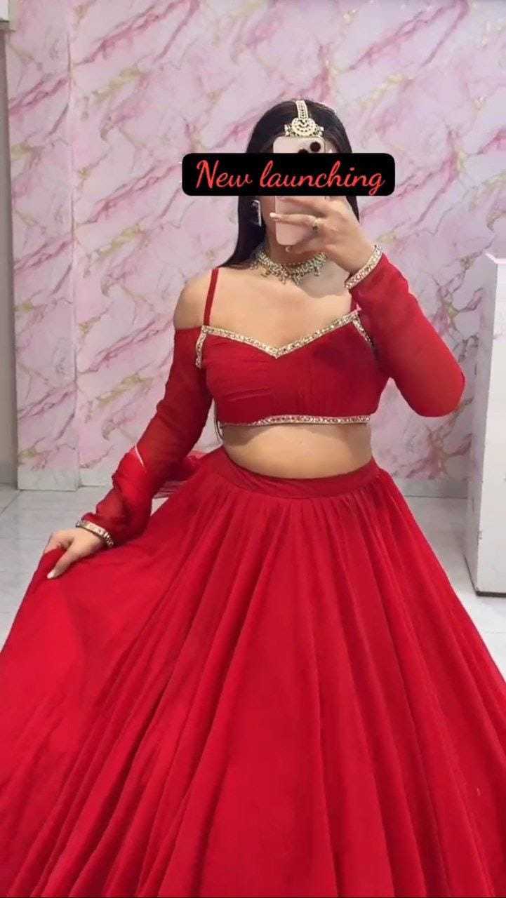 Ynf Faux Georgette RIN157 5269 Lehengas Plus Size Collections Wholesale Designer Lehenga Georgette Lehenga Red Lehenga Manufacturer