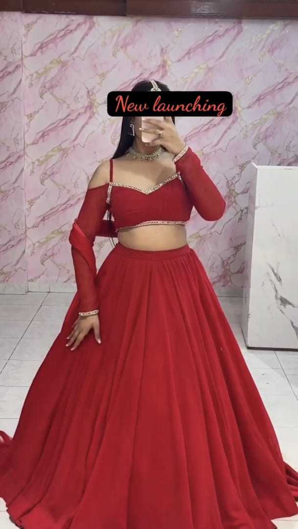 Ynf Faux Georgette RIN157 5269 Lehengas Plus Size Collections Wholesale Designer Lehenga Georgette Lehenga Red Lehenga Manufacturer