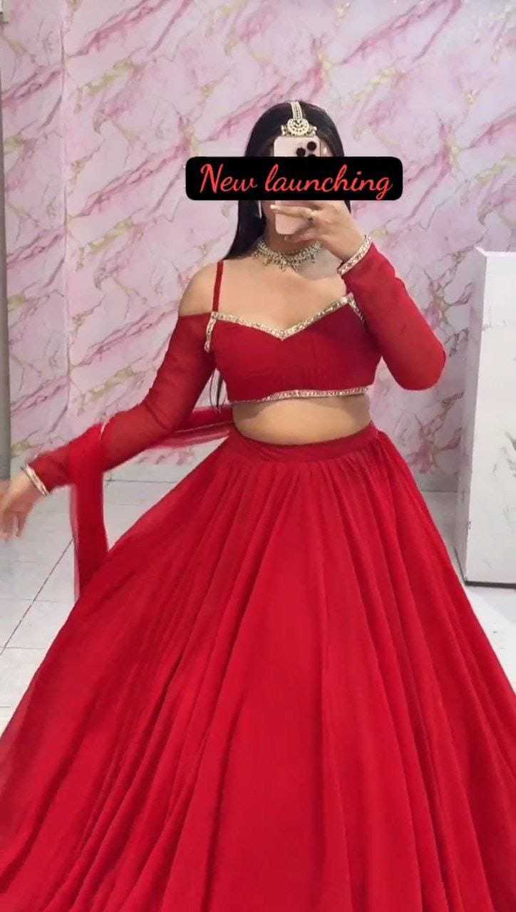 Ynf Faux Georgette RIN157 5269 Lehengas Plus Size Collections Wholesale Designer Lehenga Georgette Lehenga Red Lehenga Manufacturer
