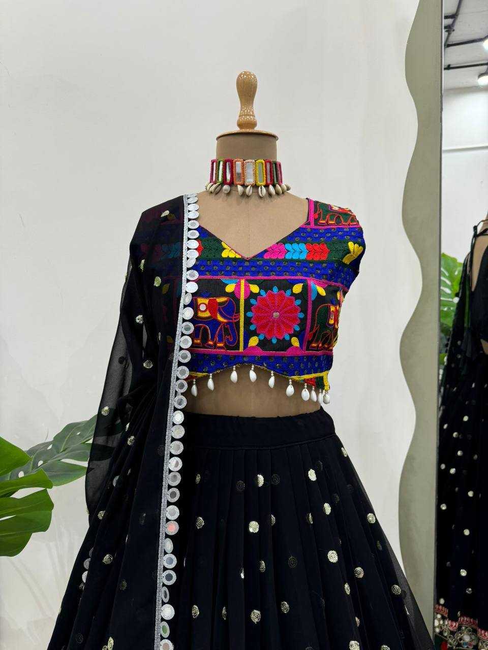 Ynf Faux Georgette RIN162 277 Lehengas Festive Collections Wholesale Fancy Lehenga Mirror Work Lehenga Navratri Chaniya Choli Manufacturer