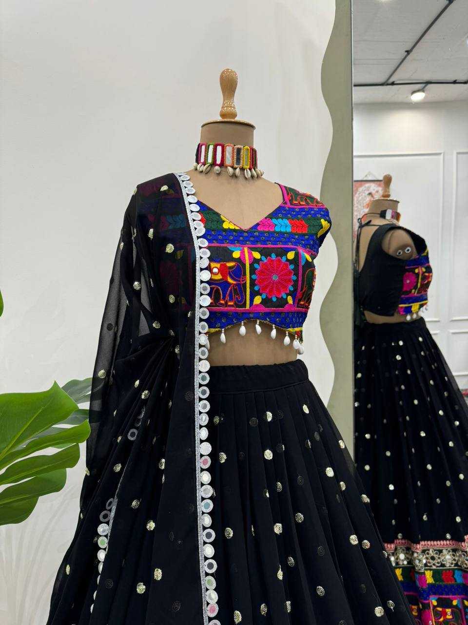 Ynf Faux Georgette RIN162 277 Lehengas Festive Collections Wholesale Fancy Lehenga Mirror Work Lehenga Navratri Chaniya Choli Manufacturer