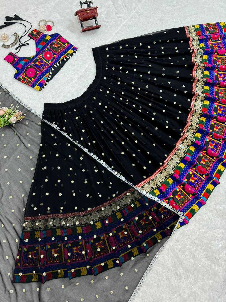 Ynf Faux Georgette RIN162 277 Lehengas Festive Collections Wholesale Fancy Lehenga Mirror Work Lehenga Navratri Chaniya Choli Manufacturer