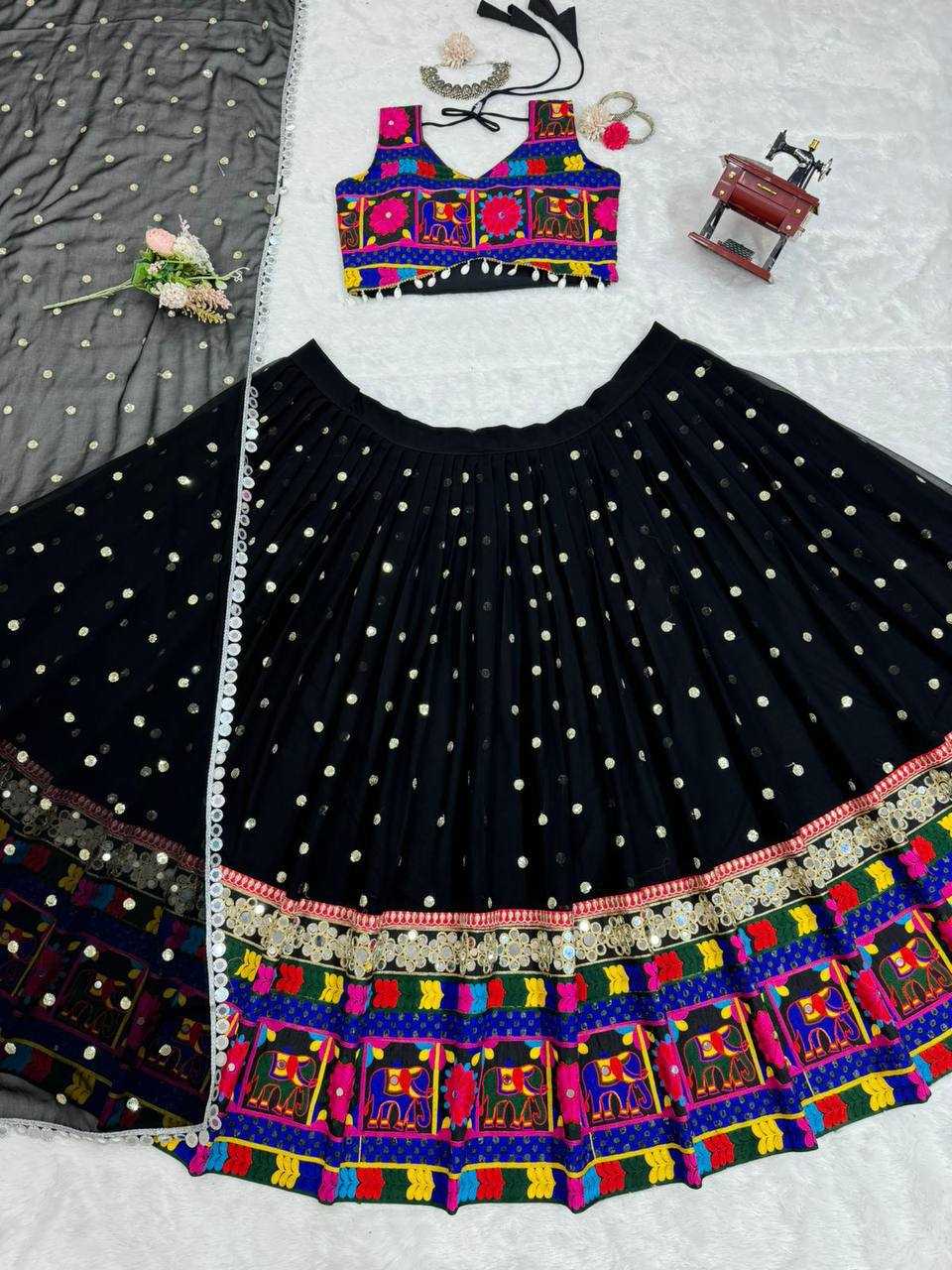 Ynf Faux Georgette RIN162 277 Lehengas Festive Collections Wholesale Fancy Lehenga Mirror Work Lehenga Navratri Chaniya Choli Manufacturer