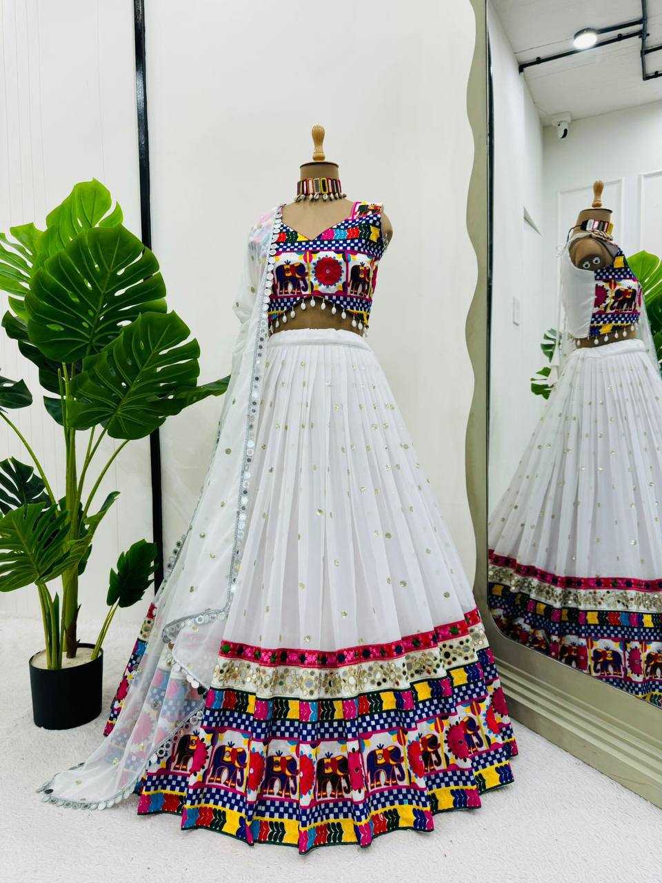 Ynf Faux Georgette RIN162 277 Lehengas Festive Collections Wholesale Fancy Lehenga Mirror Work Lehenga Navratri Chaniya Choli Manufacturer