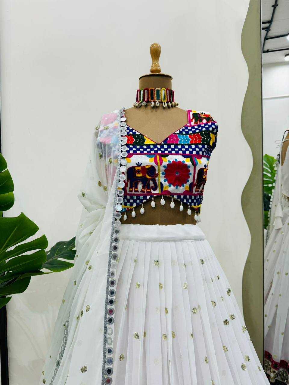 Ynf Faux Georgette RIN162 277 Lehengas Festive Collections Wholesale Fancy Lehenga Mirror Work Lehenga Navratri Chaniya Choli Manufacturer