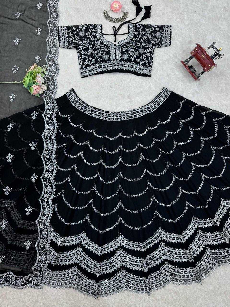 Ynf Faux Georgette RIN162 331 Lehengas Wedding Collections Festive Collections Wholesale Georgette Lehenga Sequins Lehenga Lehenga With Blouse Manufacturer