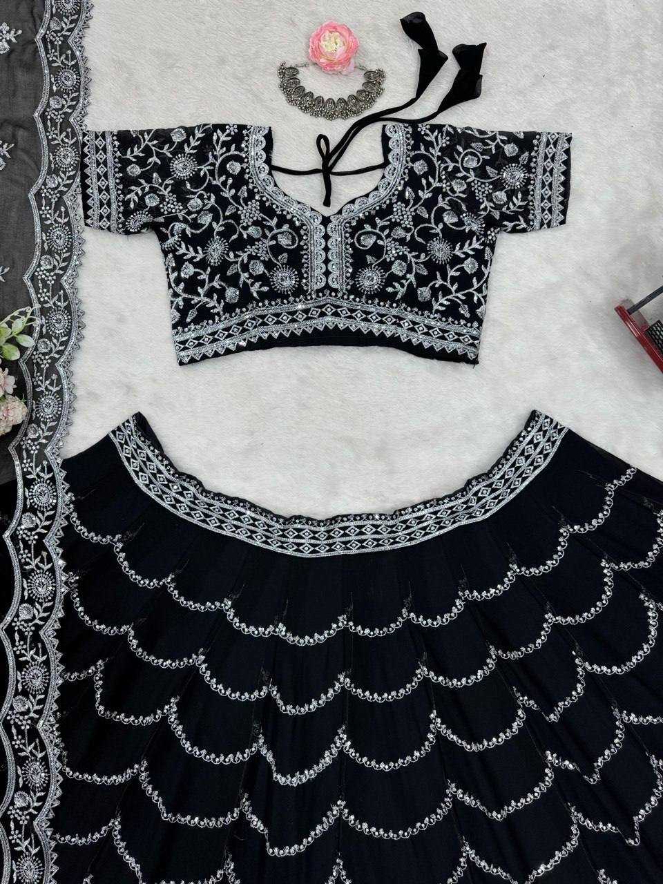 Ynf Faux Georgette RIN162 331 Lehengas Wedding Collections Festive Collections Wholesale Georgette Lehenga Sequins Lehenga Lehenga With Blouse Manufacturer