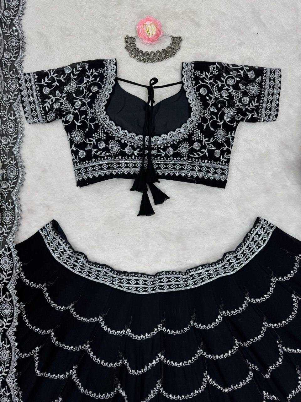 Ynf Faux Georgette RIN162 331 Lehengas Wedding Collections Festive Collections Wholesale Georgette Lehenga Sequins Lehenga Lehenga With Blouse Manufacturer