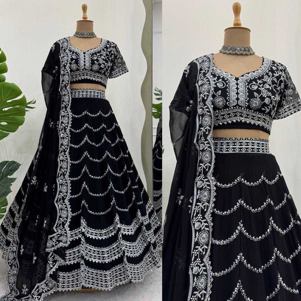 Ynf Faux Georgette RIN162 331 Lehengas Wedding Collections Festive Collections Wholesale Georgette Lehenga Sequins Lehenga Lehenga With Blouse Manufacturer