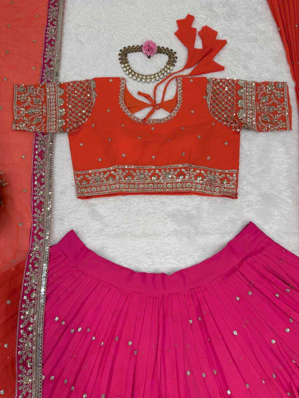 Ynf Faux Georgette RIN162 366 Lehengas Wedding Collections Festive Collections Wholesale Designer Lehenga Choli Georgette Lehenga Lehenga With Blouse Manufacturer