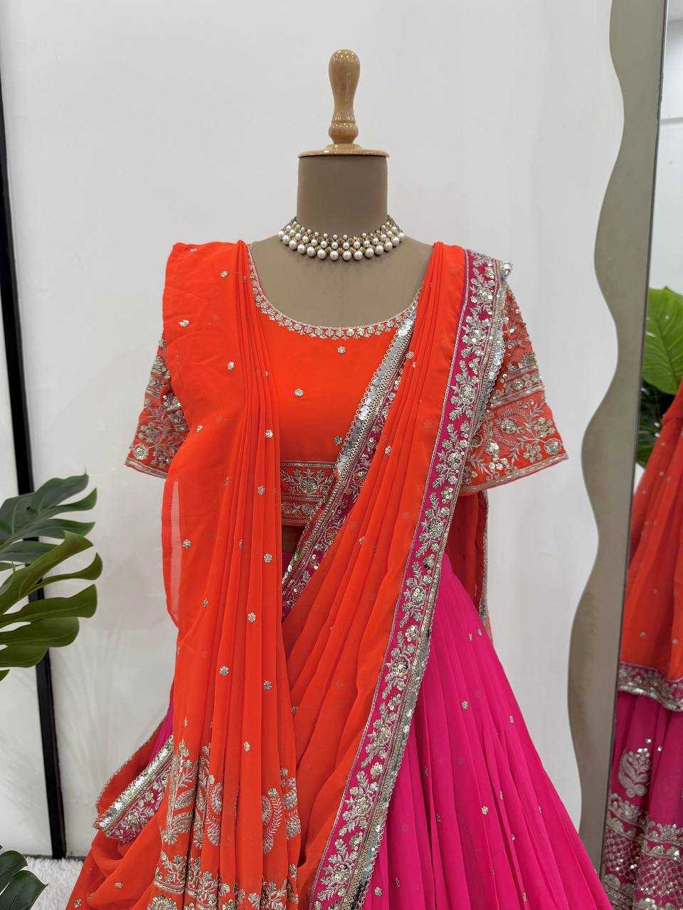 Ynf Faux Georgette RIN162 366 Lehengas Wedding Collections Festive Collections Wholesale Designer Lehenga Choli Georgette Lehenga Lehenga With Blouse Manufacturer
