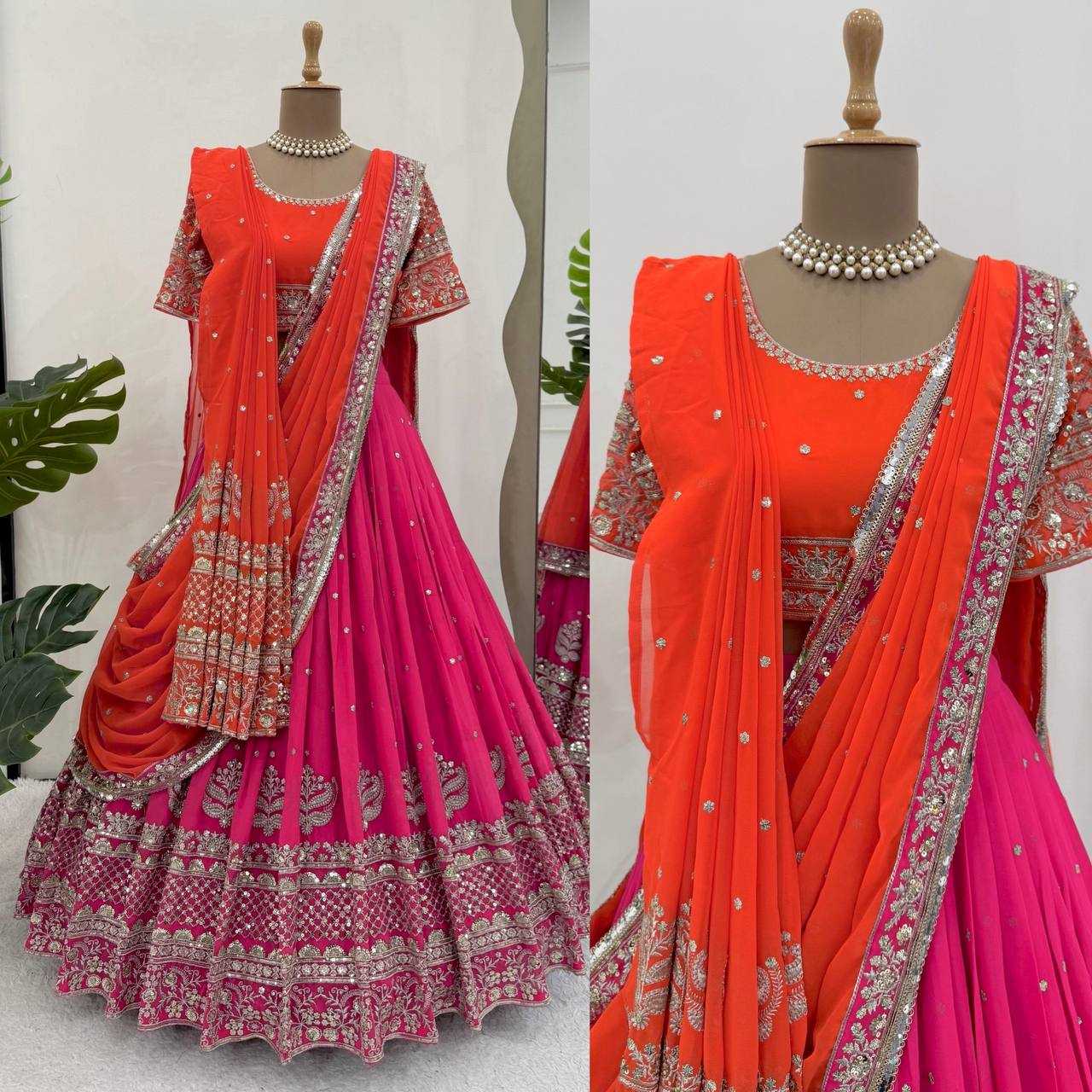 Ynf Faux Georgette RIN162 366 Lehengas Wedding Collections Festive Collections Wholesale Designer Lehenga Choli Georgette Lehenga Lehenga With Blouse Manufacturer