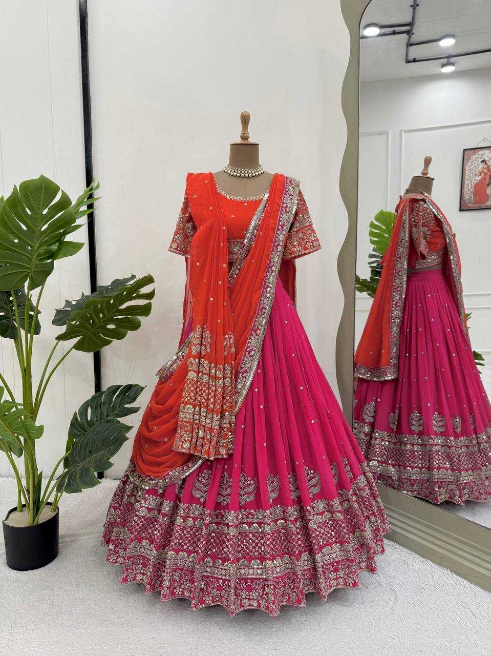 Ynf Faux Georgette RIN162 366 Lehengas Wedding Collections Festive Collections Wholesale Designer Lehenga Choli Georgette Lehenga Lehenga With Blouse Manufacturer