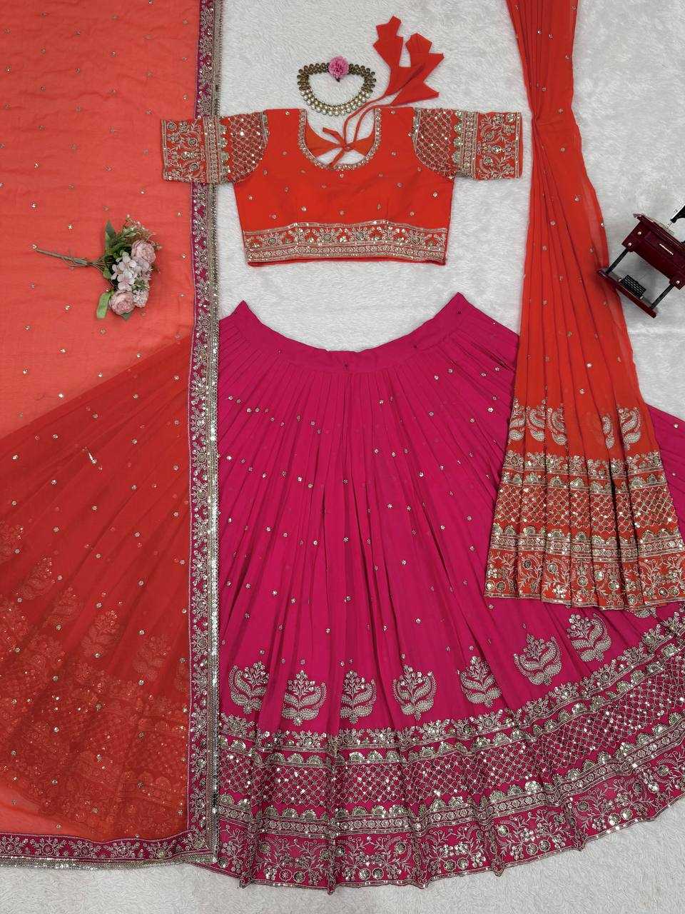 Ynf Faux Georgette RIN162 366 Lehengas Wedding Collections Festive Collections Wholesale Designer Lehenga Choli Georgette Lehenga Lehenga With Blouse Manufacturer