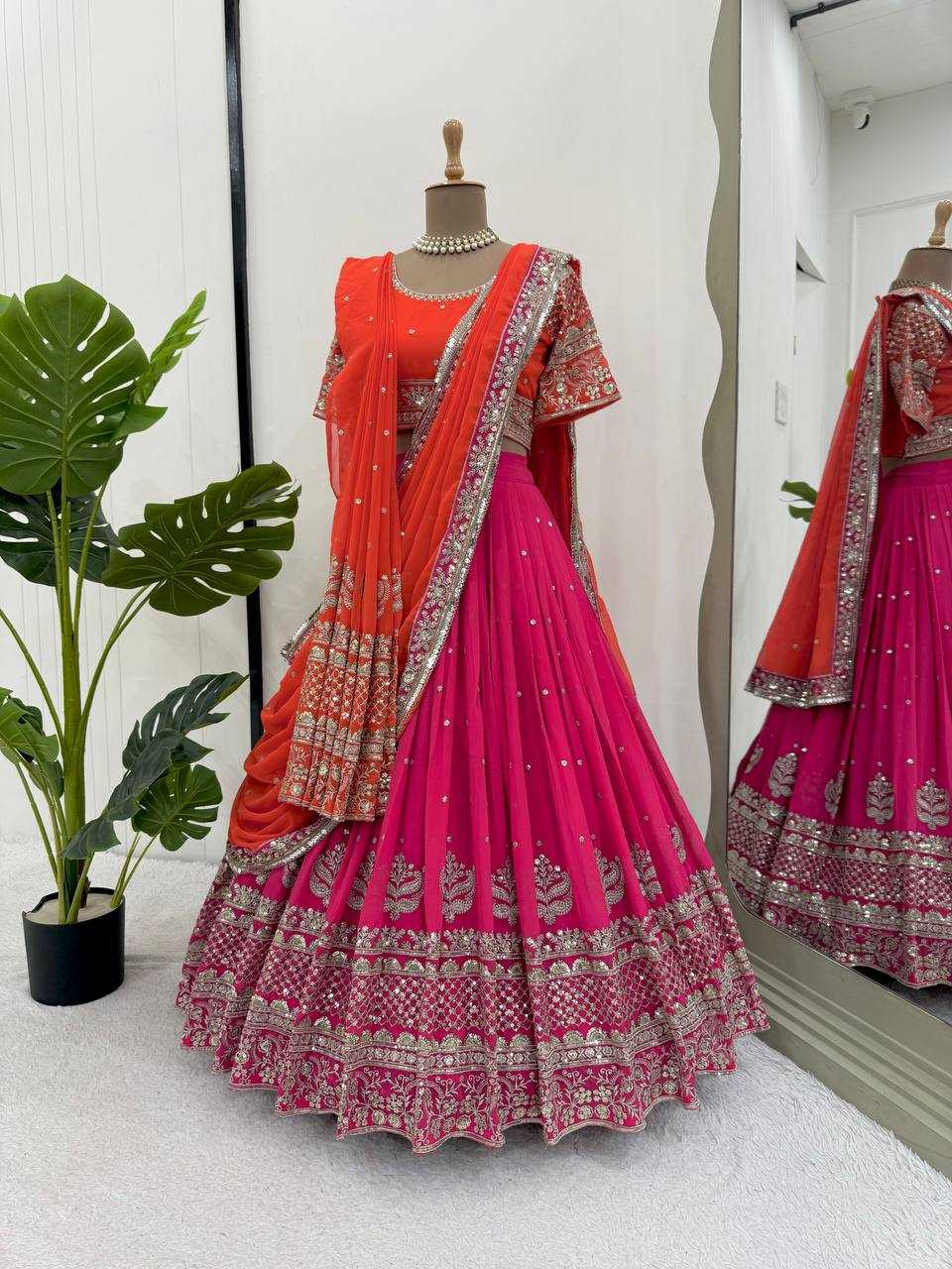 Ynf Faux Georgette RIN162 366 Lehengas Wedding Collections Festive Collections Wholesale Designer Lehenga Choli Georgette Lehenga Lehenga With Blouse Manufacturer