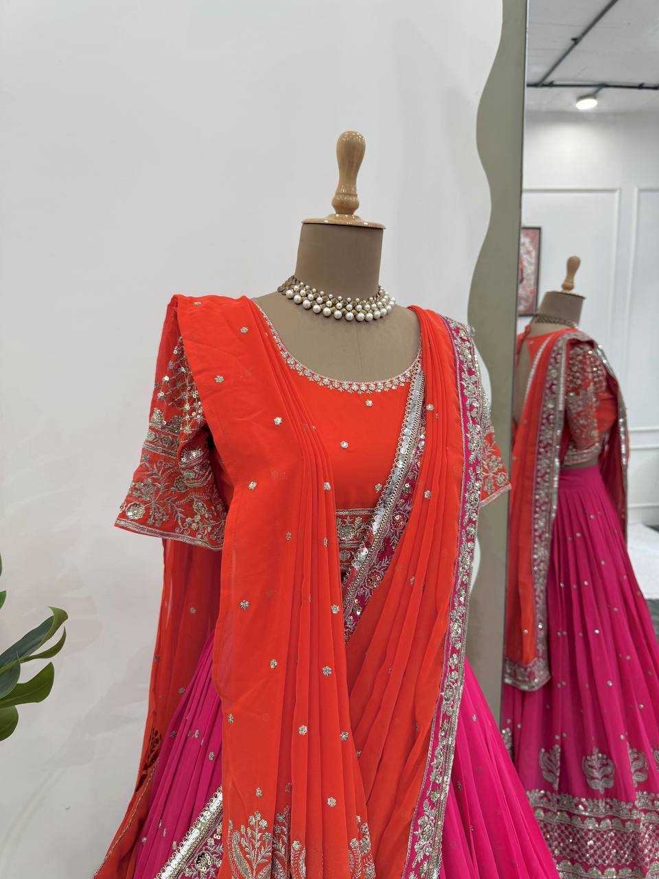 Ynf Faux Georgette RIN162 366 Lehengas Wedding Collections Festive Collections Wholesale Designer Lehenga Choli Georgette Lehenga Lehenga With Blouse Manufacturer