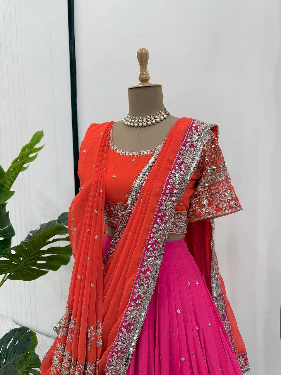 Ynf Faux Georgette RIN162 366 Lehengas Wedding Collections Festive Collections Wholesale Designer Lehenga Choli Georgette Lehenga Lehenga With Blouse Manufacturer