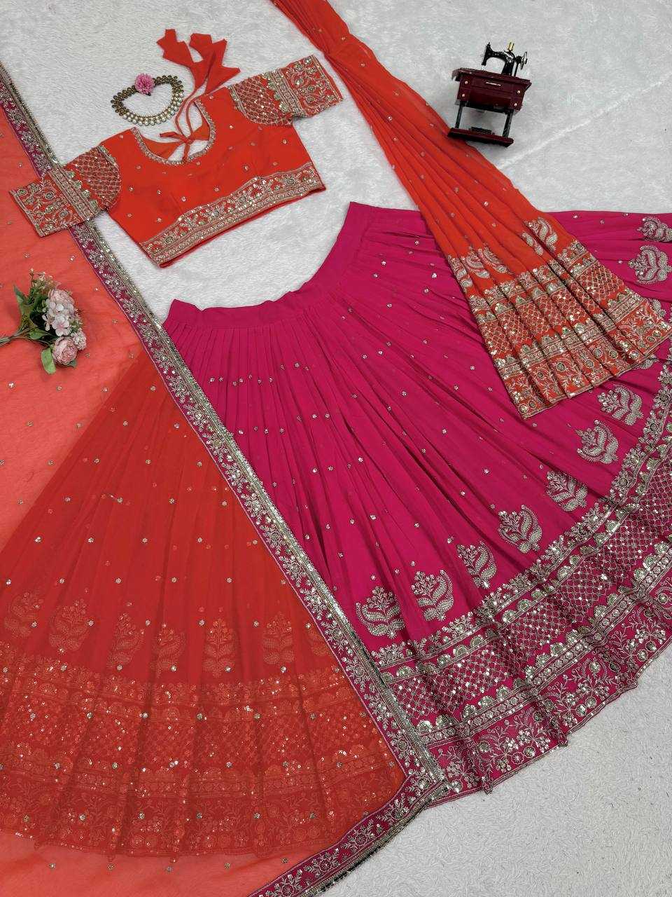 Ynf Faux Georgette RIN162 366 Lehengas Wedding Collections Festive Collections Wholesale Designer Lehenga Choli Georgette Lehenga Lehenga With Blouse Manufacturer