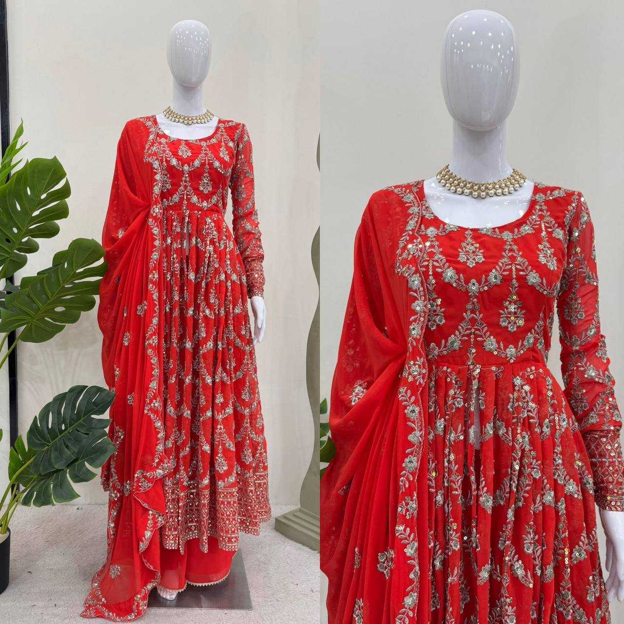 Ynf Faux Georgette RIN162 5806 Gowns Wholesale Embroidery Gowns Anarkali Gown Long Gowns Wedding Gown Sequin Gowns Manufacturer