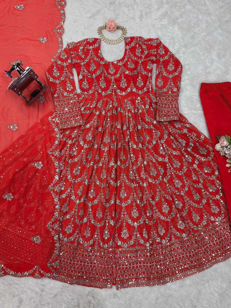 Ynf Faux Georgette RIN162 5806 Gowns Wholesale Embroidery Gowns Anarkali Gown Long Gowns Wedding Gown Sequin Gowns Manufacturer