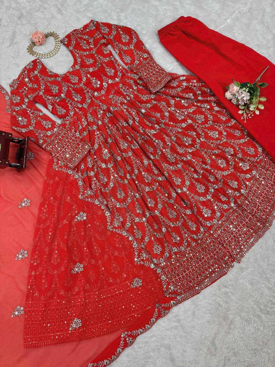 Ynf Faux Georgette RIN162 5806 Gowns Wholesale Embroidery Gowns Anarkali Gown Long Gowns Wedding Gown Sequin Gowns Manufacturer