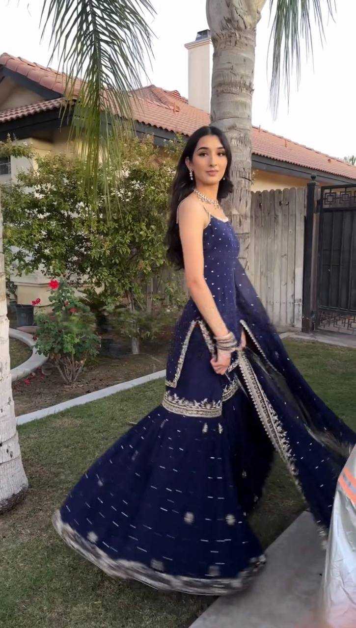 Ynf Faux Georgette RIN162 5898 Suits & Dresses Wedding Collections Festive Collections Wholesale Sharara Salwar Suits Georgette Suit Wedding Outfits Manufacturer