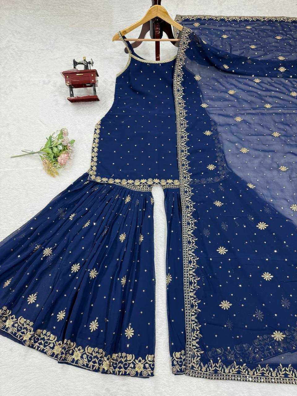 Ynf Faux Georgette RIN162 5898 Suits & Dresses Wedding Collections Festive Collections Wholesale Sharara Salwar Suits Georgette Suit Wedding Outfits Manufacturer