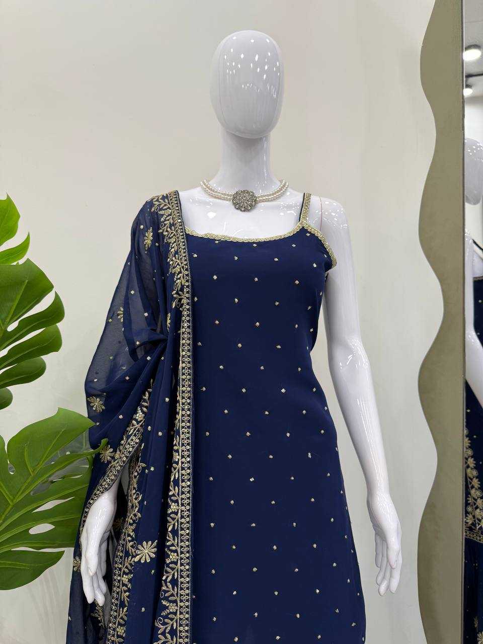 Ynf Faux Georgette RIN162 5898 Suits & Dresses Wedding Collections Festive Collections Wholesale Sharara Salwar Suits Georgette Suit Wedding Outfits Manufacturer