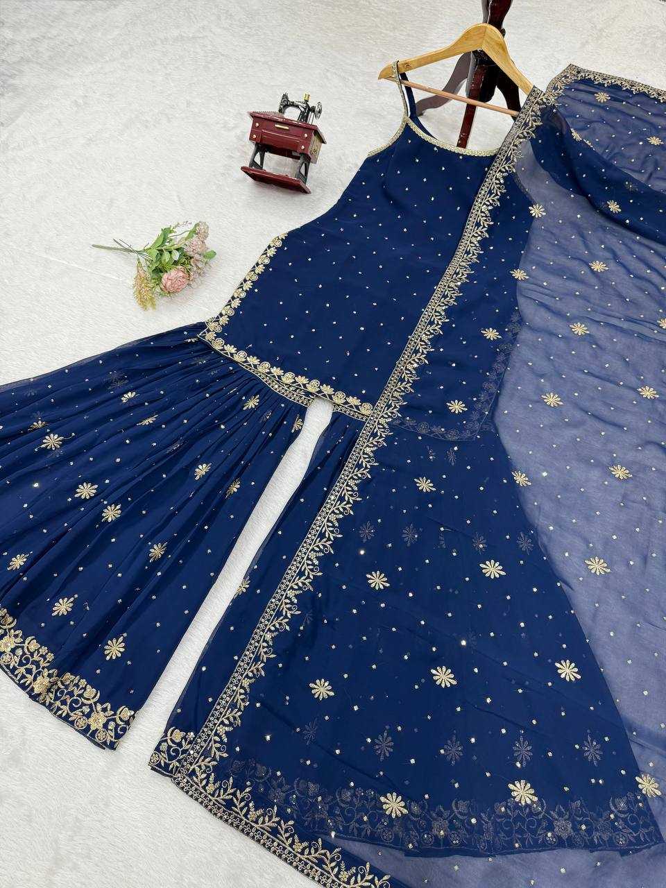 Ynf Faux Georgette RIN162 5898 Suits & Dresses Wedding Collections Festive Collections Wholesale Sharara Salwar Suits Georgette Suit Wedding Outfits Manufacturer