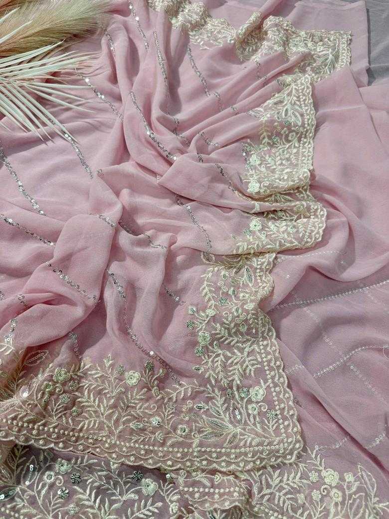 Ynf Faux Georgette RIN164 No Compromise Sarees Wedding Collections Wholesale Designer Sarees Georgette Sarees Pink Sarees Manufacturer