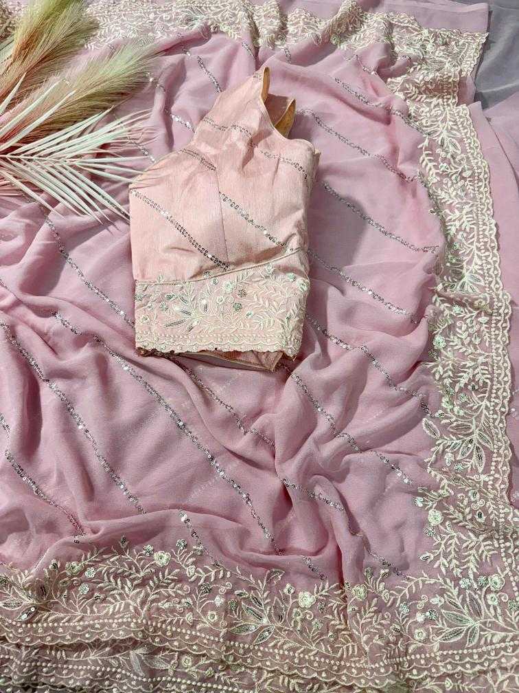 Ynf Faux Georgette RIN164 No Compromise Sarees Wedding Collections Wholesale Designer Sarees Georgette Sarees Pink Sarees Manufacturer