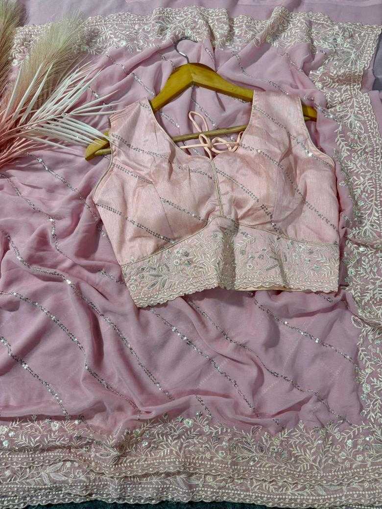 Ynf Faux Georgette RIN164 No Compromise Sarees Wedding Collections Wholesale Designer Sarees Georgette Sarees Pink Sarees Manufacturer
