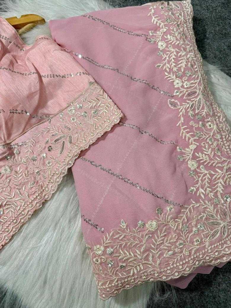 Ynf Faux Georgette RIN164 No Compromise Sarees Wedding Collections Wholesale Designer Sarees Georgette Sarees Pink Sarees Manufacturer