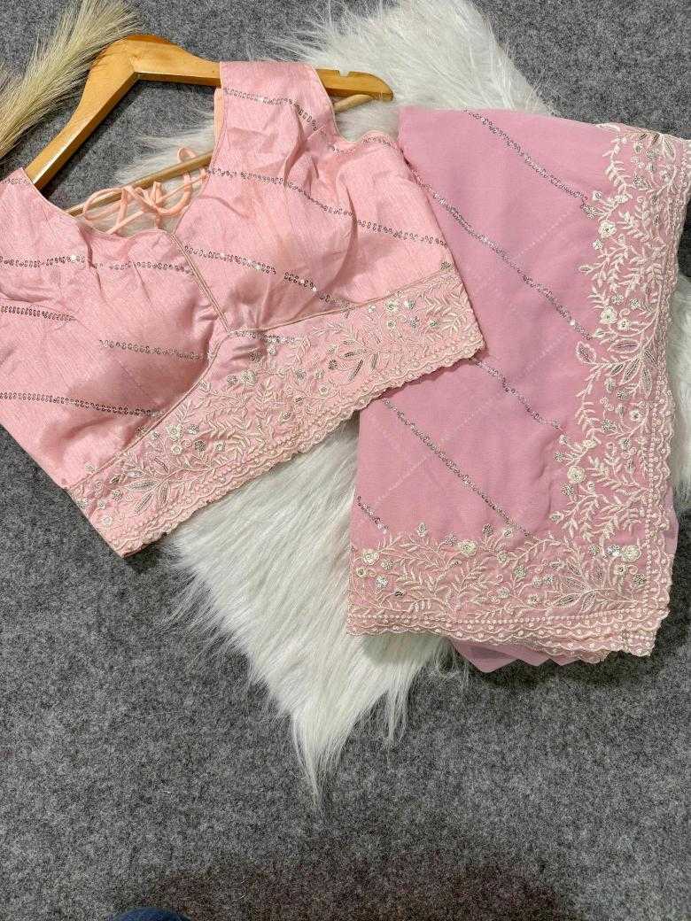 Ynf Faux Georgette RIN164 No Compromise Sarees Wedding Collections Wholesale Designer Sarees Georgette Sarees Pink Sarees Manufacturer