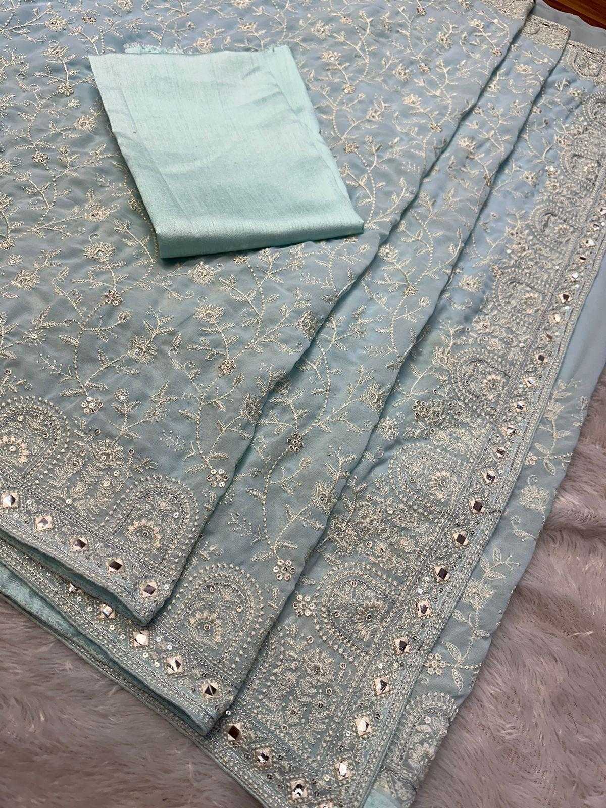 Ynf Faux Georgette RIN164 PINK ERA Sarees Wedding Collections Festive Collections Wholesale Georgette Sarees Sequence Sarees Embroidered Sarees Manufacturer
