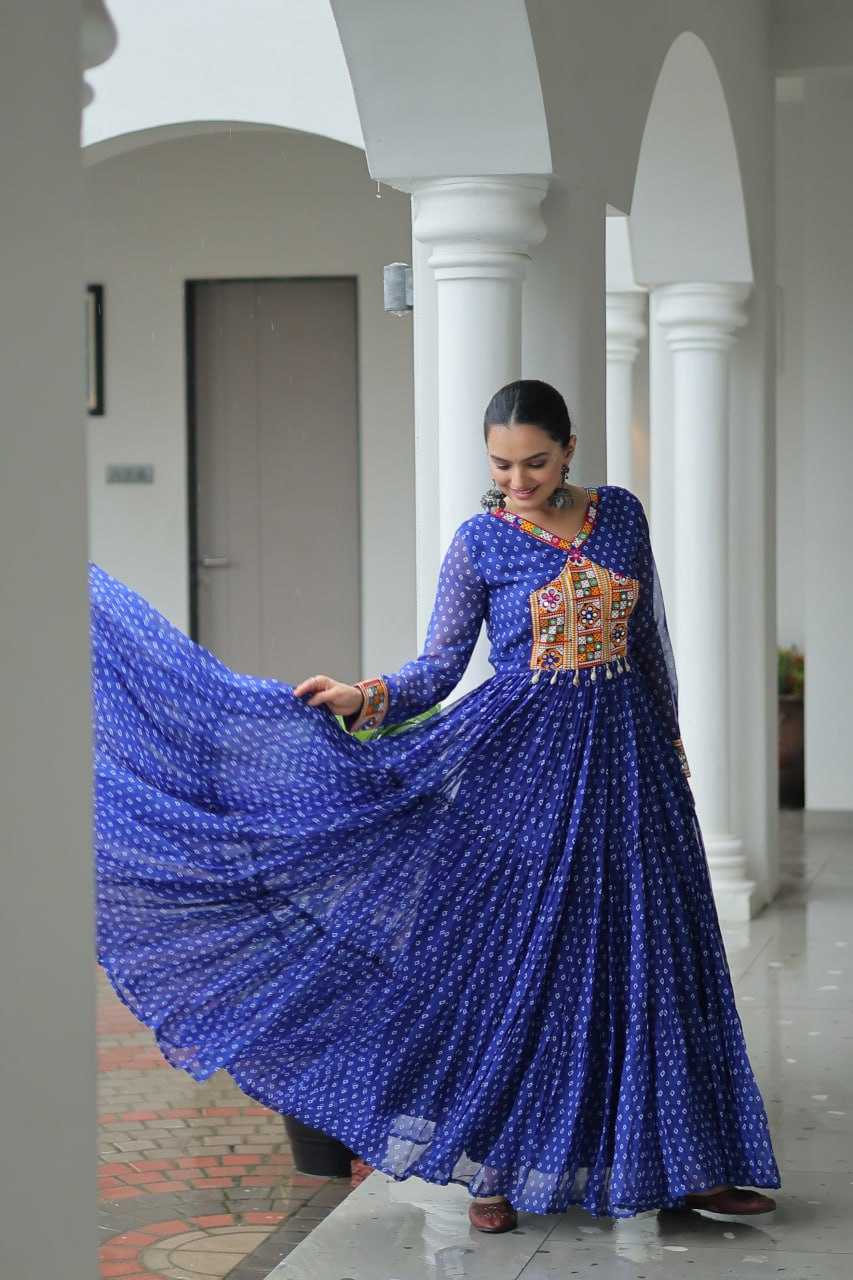 Ynf Faux Georgette RIN197 4826 Gowns Wholesale Embroidery Gowns Party Gowns Designer Gowns Manufacturer