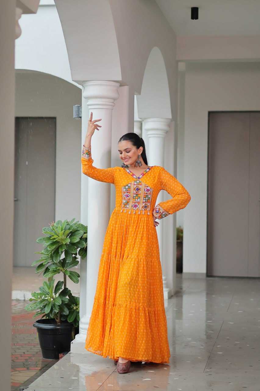 Ynf Faux Georgette RIN197 4826 Gowns Wholesale Embroidery Gowns Party Gowns Designer Gowns Manufacturer