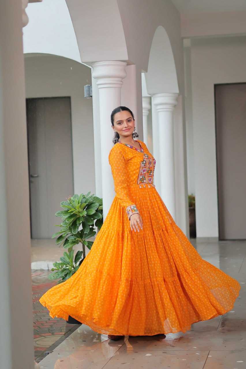 Ynf Faux Georgette RIN197 4826 Gowns Wholesale Embroidery Gowns Party Gowns Designer Gowns Manufacturer