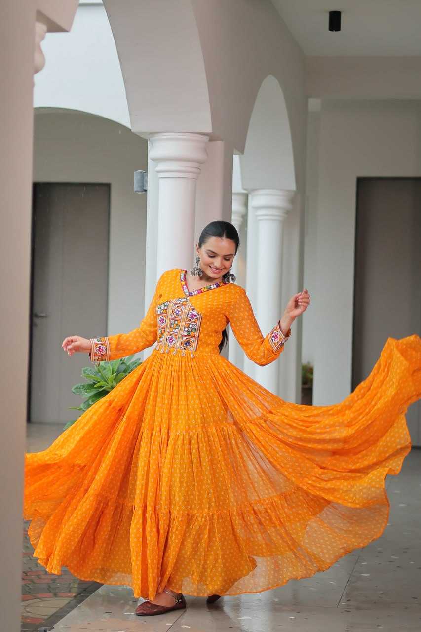 Ynf Faux Georgette RIN197 4826 Gowns Wholesale Embroidery Gowns Party Gowns Designer Gowns Manufacturer
