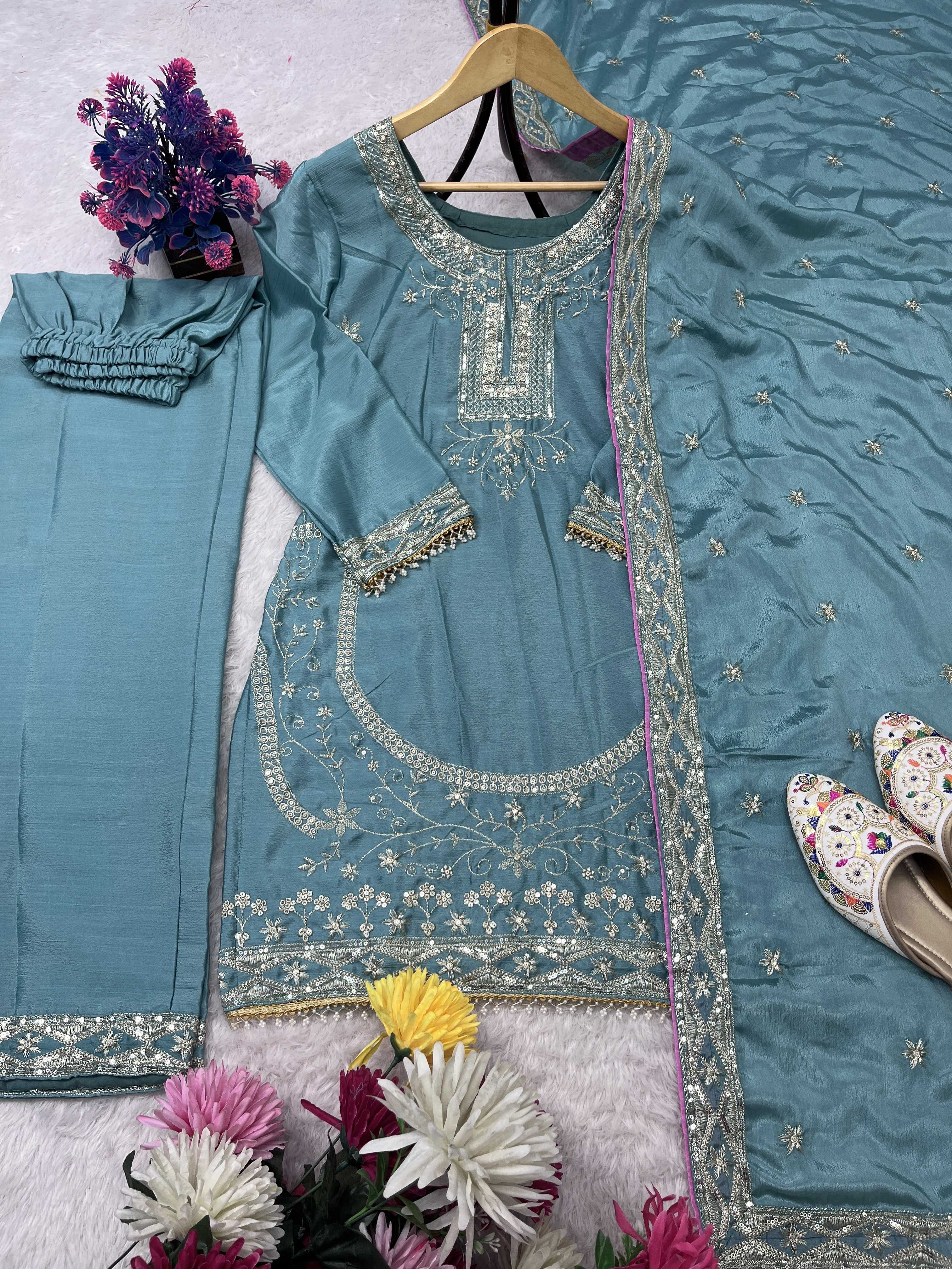 Ynf Faux Georgette RIN212 7057 Suits & Dresses Wholesale Embroidery Suits Georgette Suit Designer Suits Manufacturer