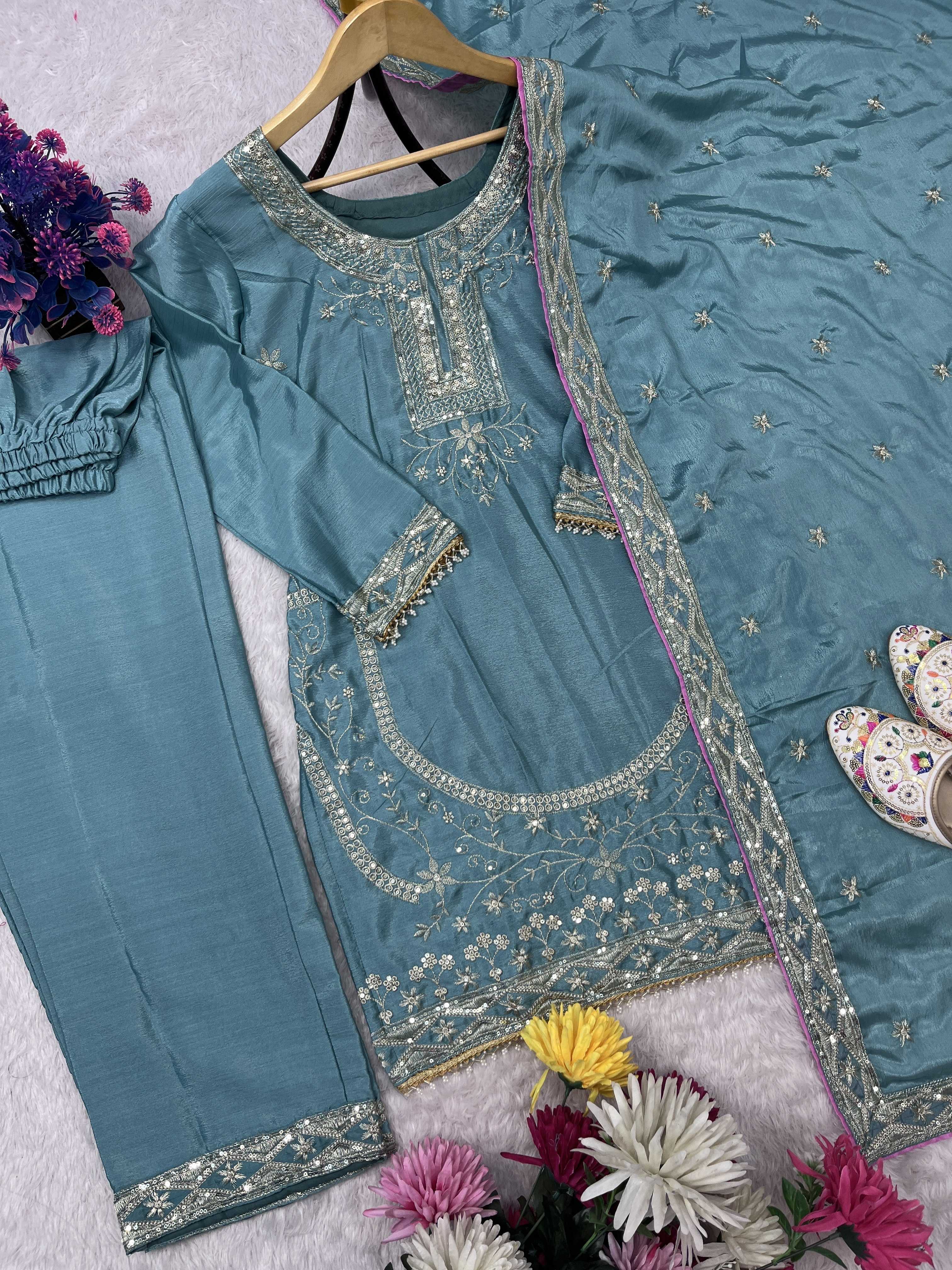 Ynf Faux Georgette RIN212 7057 Suits & Dresses Wholesale Embroidery Suits Georgette Suit Designer Suits Manufacturer