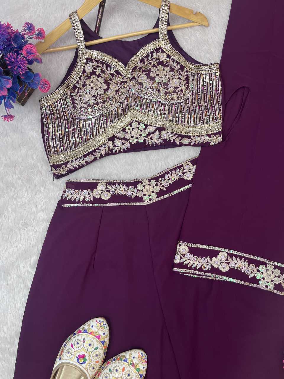 Ynf Faux Georgette RIN212 7059 Suits & Dresses Western Wears Festive Collections Wholesale Indo Western Dresses Palazzo Suit Party wear suits Manufacturer