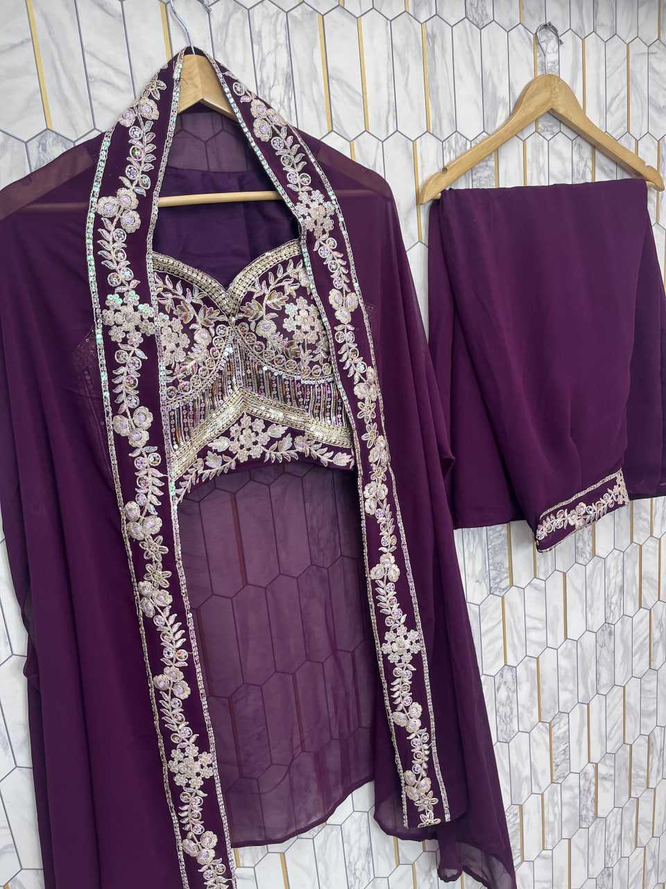 Ynf Faux Georgette RIN212 7059 Suits & Dresses Western Wears Festive Collections Wholesale Indo Western Dresses Palazzo Suit Party wear suits Manufacturer