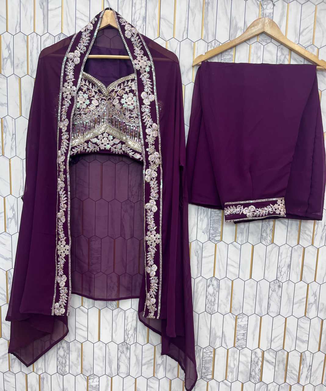 Ynf Faux Georgette RIN212 7059 Suits & Dresses Western Wears Festive Collections Wholesale Indo Western Dresses Palazzo Suit Party wear suits Manufacturer