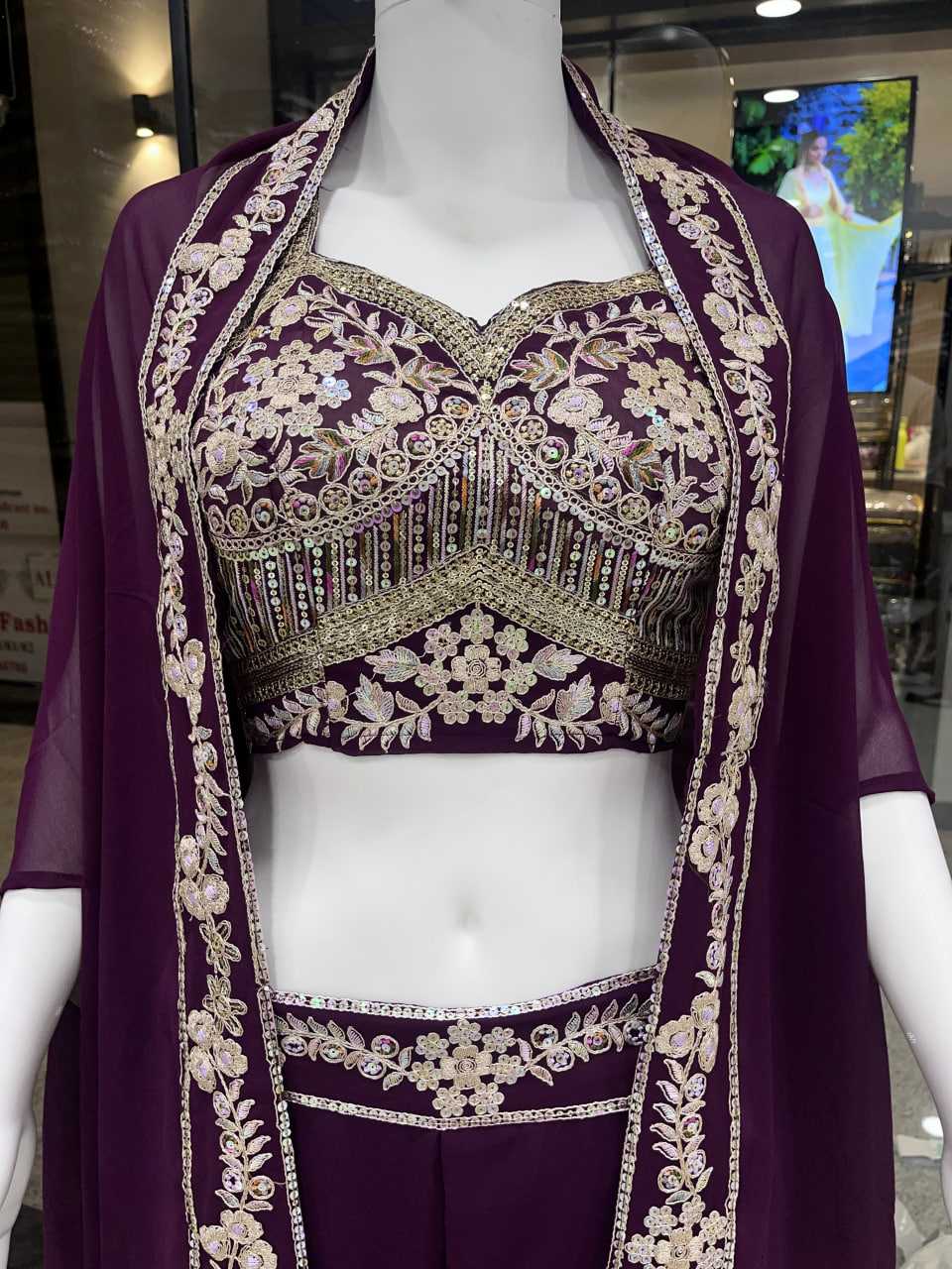 Ynf Faux Georgette RIN212 7059 Suits & Dresses Western Wears Festive Collections Wholesale Indo Western Dresses Palazzo Suit Party wear suits Manufacturer