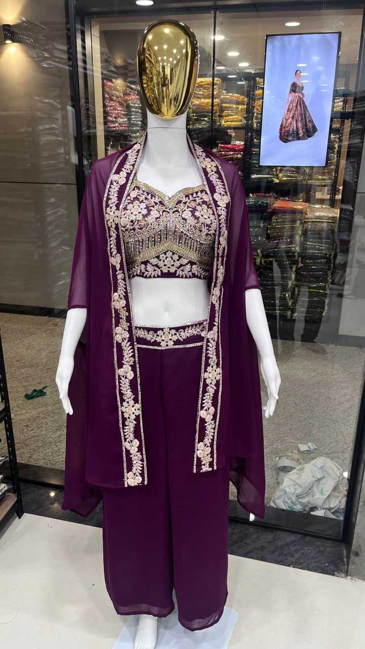 Ynf Faux Georgette RIN212 7059 Suits & Dresses Western Wears Festive Collections Wholesale Indo Western Dresses Palazzo Suit Party wear suits Manufacturer
