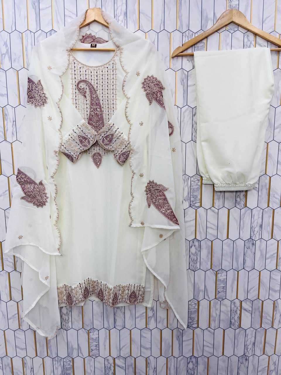 Ynf Faux Georgette RIN212 7062 Suits & Dresses Wedding Collections Festive Collections Wholesale Embroidery Suits Georgette Suit Wedding Outfits Manufacturer