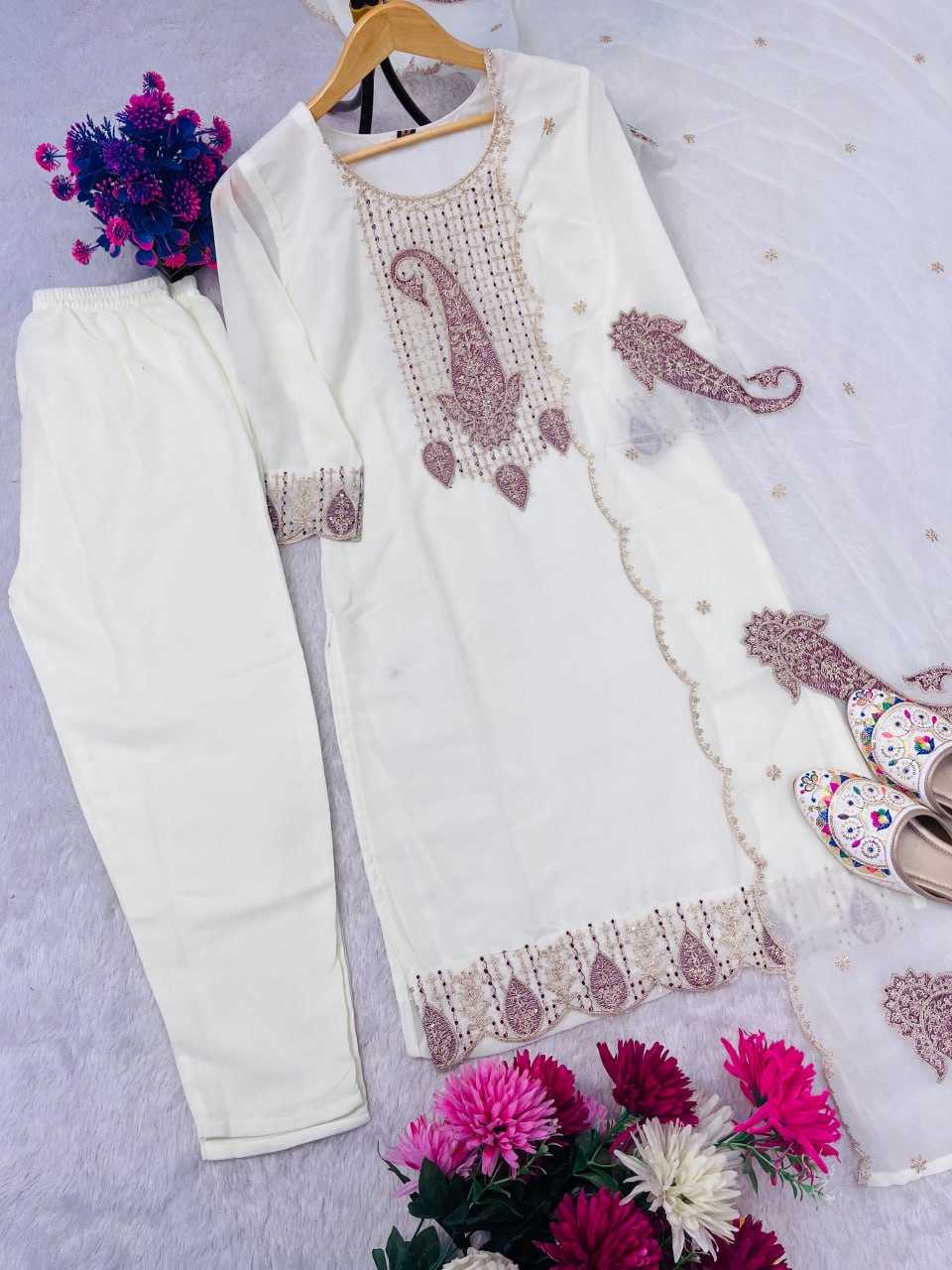 Ynf Faux Georgette RIN212 7062 Suits & Dresses Wedding Collections Festive Collections Wholesale Embroidery Suits Georgette Suit Wedding Outfits Manufacturer